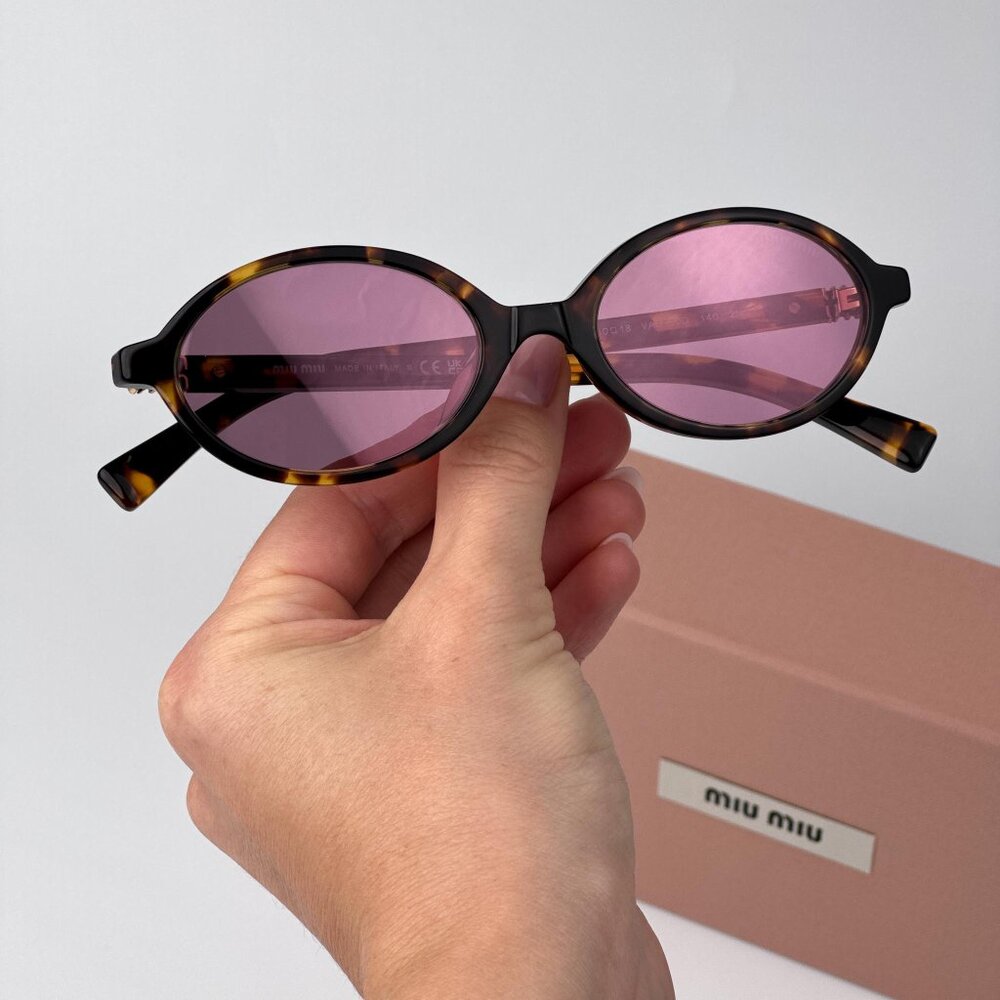 Miu Miu REGARD MU04ZSF Sunglasses – Havana Oval Pink Mirror Silver| Model VAU50D